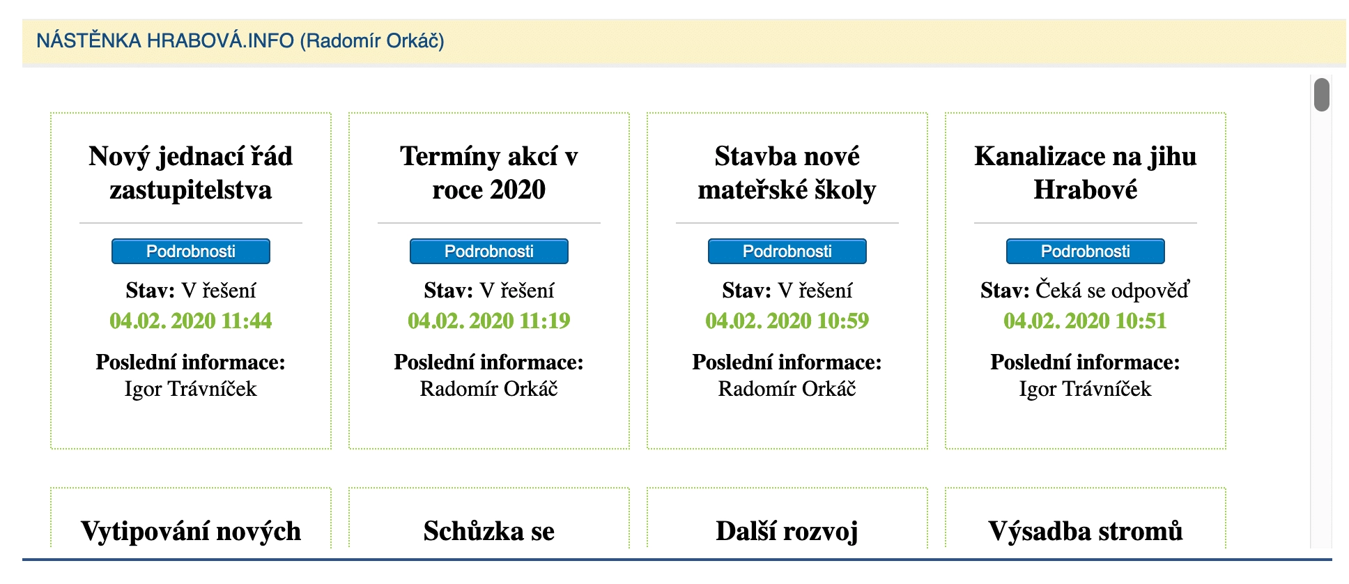 Posuvná nástěnka na Hrabová.Info