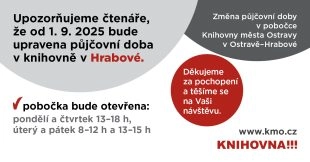 Změna půjčovní doby v knihovně v Hrabové od 1. září 2025